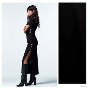 Zara Sexy Cutout Maxi Dress Side Vents Black Size‎ S NWT